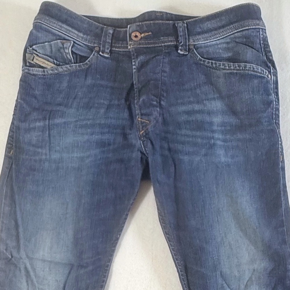 Diesel Darron Jeans Mens 29x30 Regular Slim Tapered Stretch Blue Denim